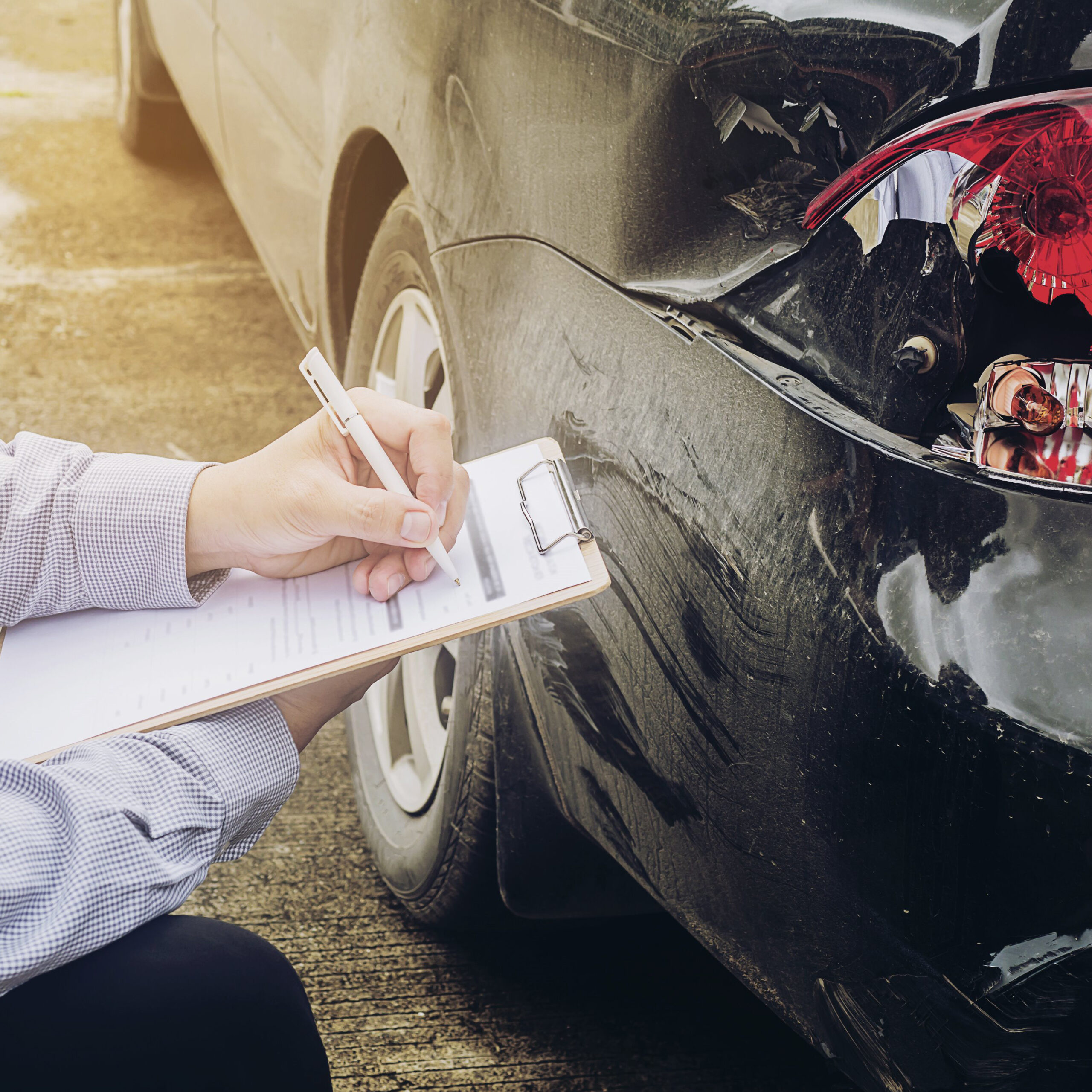 Insurance agent working on car accident claim process